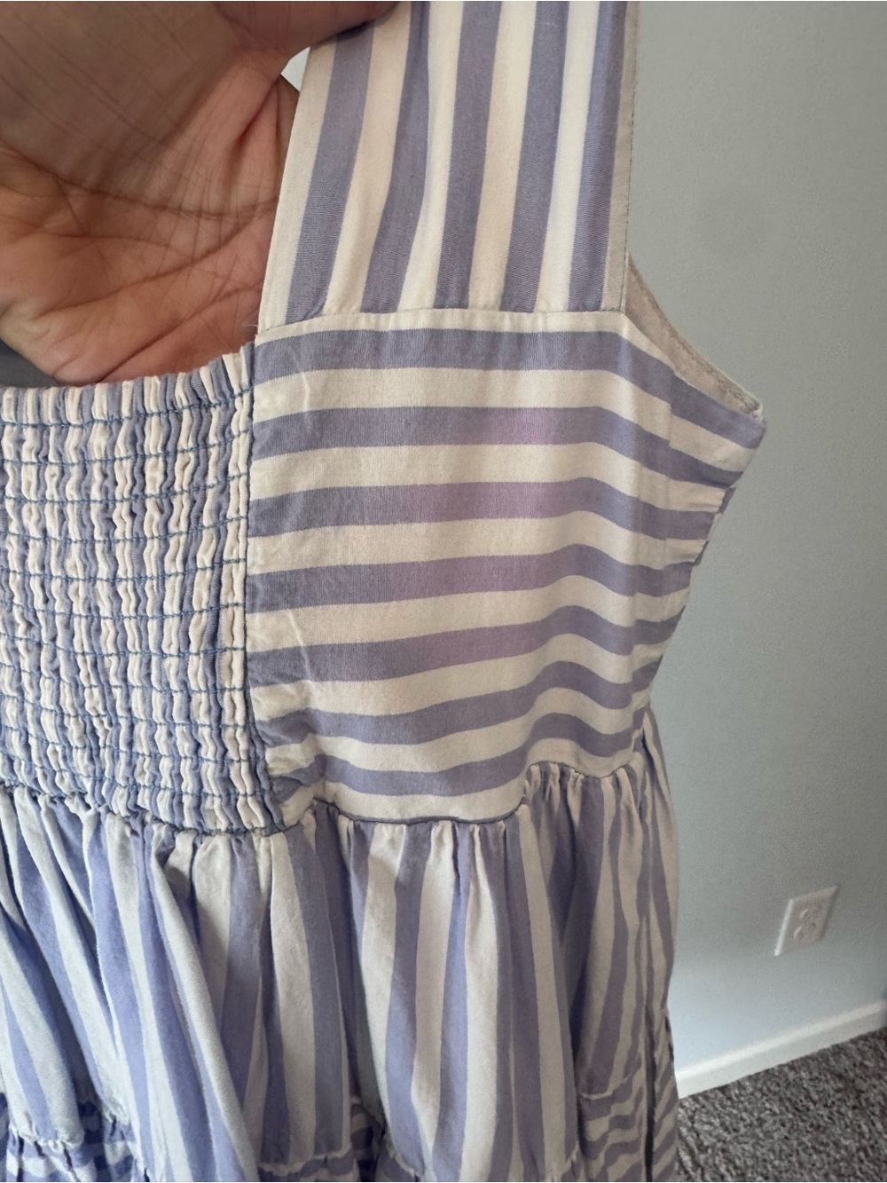 Anthropologie Blue and White Striped Sleeveless Tiered Midi Dress - Picture 4 of 5